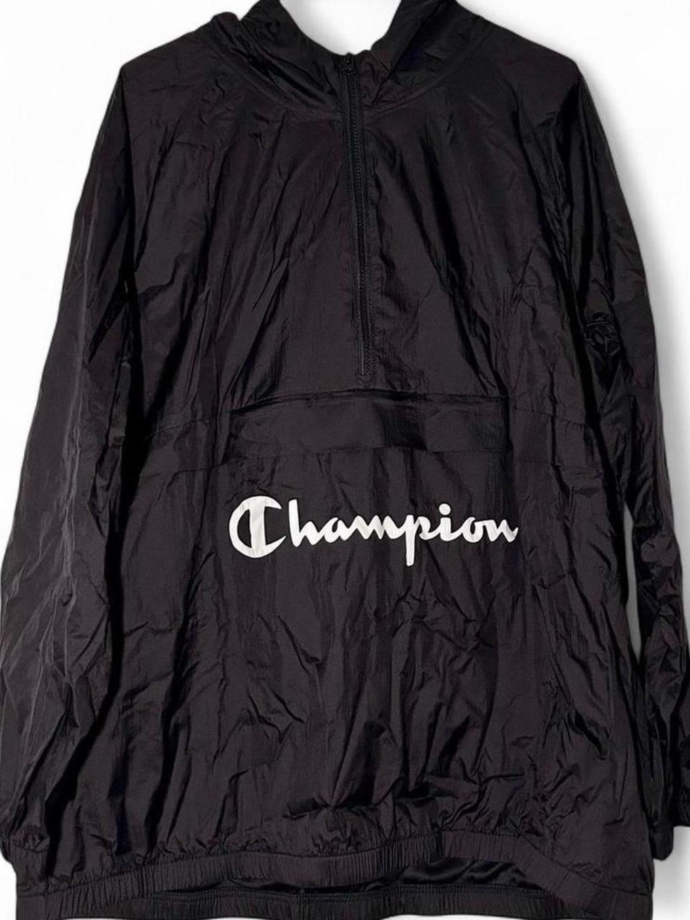 Champion black lightweight windbreaker with hood